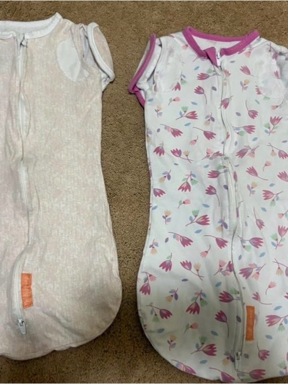 SwaddleMe Girls Floral Pink and Light Peach Sleep Sacks - Set of 2